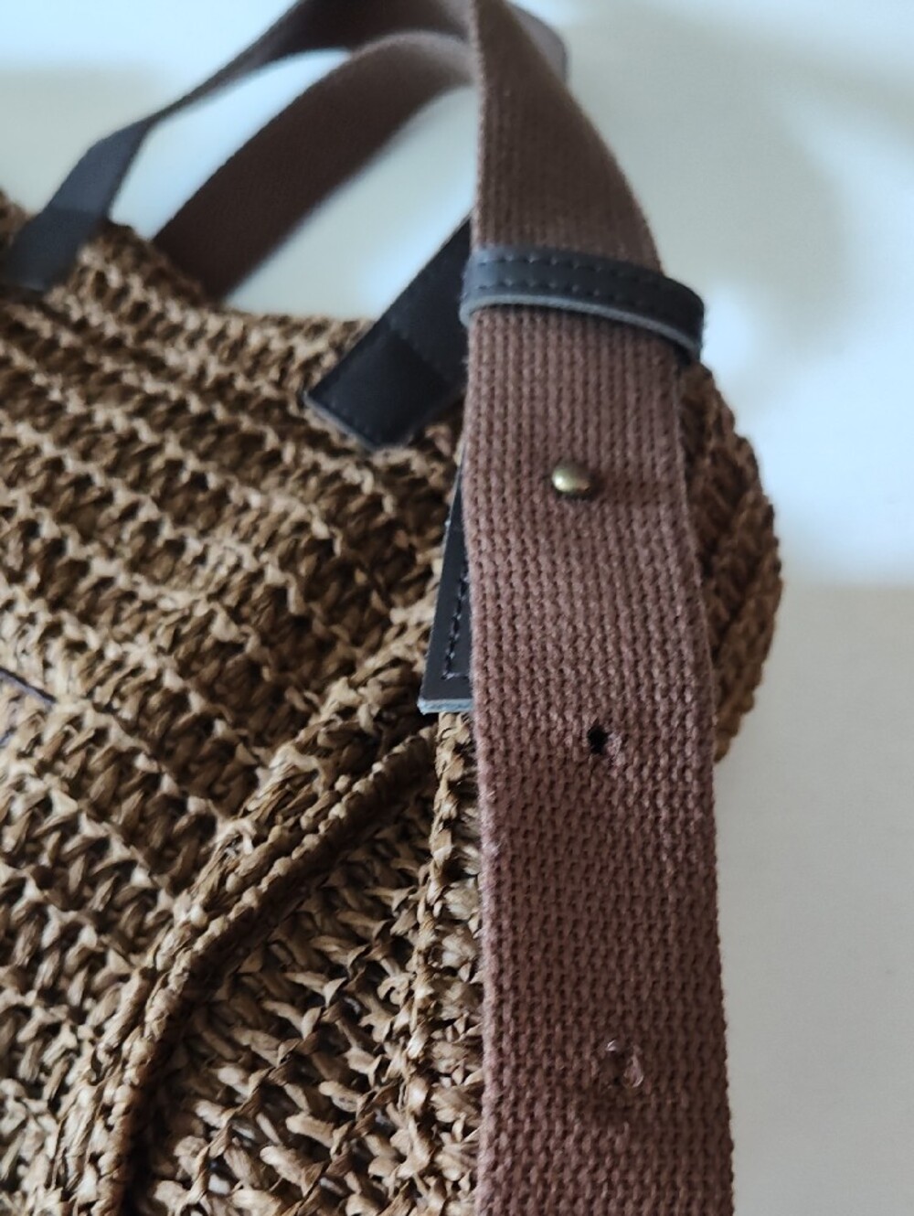 INTIMISSIMI Brown Raffia Woven Large Beach Tote Bag Adjustable Strap - Picture 5 of 7